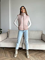 IZI Трендовая женская жилетка из плащевки с воротником на молнии, силикон 200, черный, белый, беж, мокко 42-46