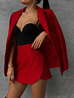ШОК! Женский стильный костюм двойка пиджак и юбка-шорты (черный, графитовый, красный) размер: 42-44, 46-48