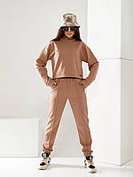 RAY Женский прогулочный костюм свитшот и джоггеры (бежевый, черный, оранжевый, голубой, электрик, барби,