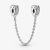 Серебряная защитная цепочка Pandora Сердца паве 797138CZ UN, код: 7360714