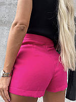 ШОК! Женские стильные однотонные шорты юбка на запах с декоративными пуговицами (черный, малина); 42-44, 46-48