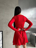 RAY Женское романтичное короткое платье с шнуровкой на спине (черный, беж, красный) размер: 40-46