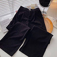 RAY Женские базовый прямые вельветовые штаны под ремень с карманами на пуговице (черный, мокко, беж, темный