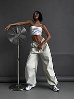 RAY Женские универсальные трендовые широкие штаны карго (черный, серый, оливковый, молочный); размер: 42-46