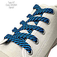 Шнурки для взуття, Тип 4.7 (100см) плоскі чорний+синій, ширина 8 мм