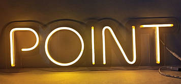 Неонова вивіска Point жовта 600x200 мм з пультом та блоком живлення