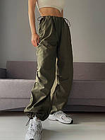 ШОК! Женские повседневные широкие штаны карго-парашюты с затяжками на резинке в расцветках; размер: 42-46