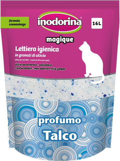 Наповнювачі для туалету Inodorina Sanitary Litter силікагелевий наповнювач з ароматом тальку 16 л