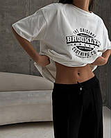 ШОК! Женская повседневная оверсайз белая футболка с надписью BROOKLYN; размер: 40-46 one size