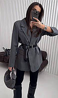 IZI Женский базовый удлиненный пиджак на пуговицах с плечиками (черный, графитовый); размер: 42-44, 44-46