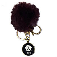 Брелок металлический с меховым помпоном Bioworld К-поп Ексо EXO бордово-коричневый (23115) VA, код: 8325637