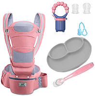 Хипсит Эрго-рюкзак кенгуру переноска силиконовая ложка с тарелкой и детский ниблер Baby Carri UN, код: 7774137