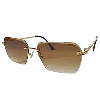 Солнцезащитные безоправные очки с золотистыми дужками Шанель