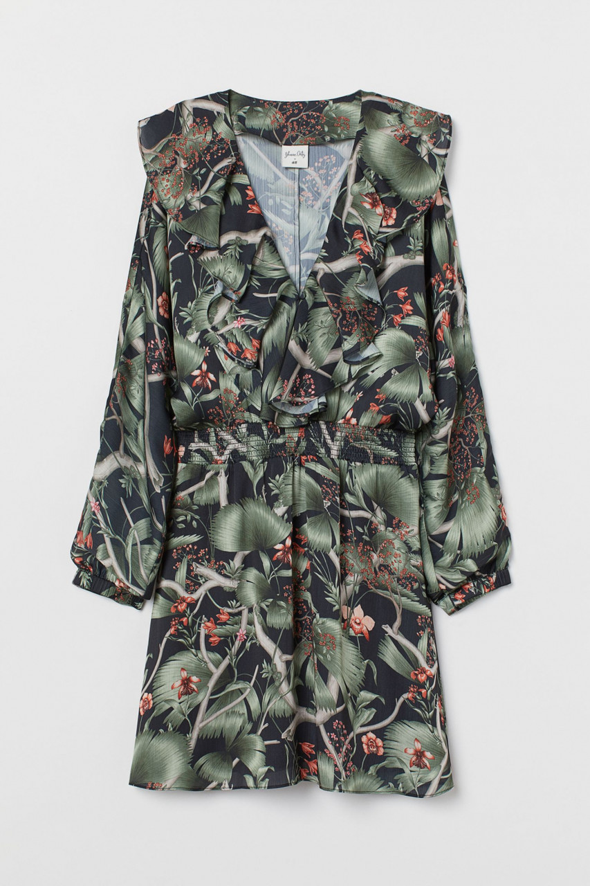 Плаття з рюшами для жінки H&M 0832097-001 XL Різнобарвний