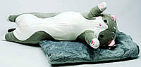 М'яка іграшка Shantou Кіт Батон 60 см із пледом сірий l15101-2