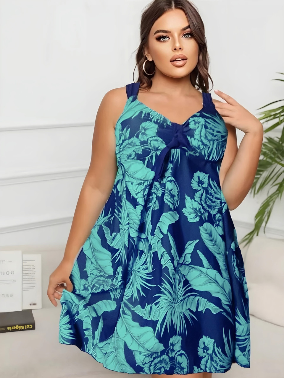 Купальник плаття танкіні Fuba 7121 синій-зелений 64 розмір