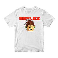 Футболка белая с принтом онлайн игры Roblox Лицо персонажа Роблокса Roblox Кавун 9-10 лет ФП0 VA, код: 8379761