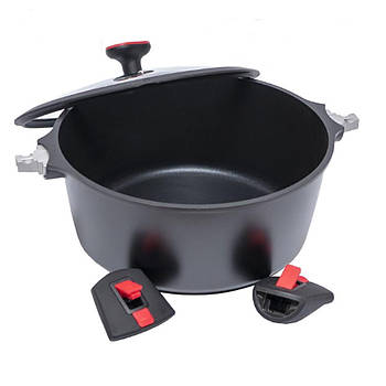 Алюмінієва каструля 32 см зі знімними ручками YF749-32 Чорна Каструля на кухню