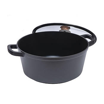 Алюмінієва каструля 32 см з ручками YF7487-32 Чорна Каструля на кухню