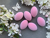 Набор яиц из пластика бархат 6 шт/уп., 6 см, розового цвета