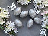Набір яєць з пластику пеламутр крапинка 6 шт/уп., 6 см, блакитного кольору, фото 3