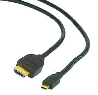 Кабель micro HDMI - HDMI 1.8 м Cablexpert Black, V2.0, позолоченные коннекторы (CC-HDMID-6) (134430)