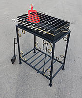 Мангал садовий на 10 шампурів (жаровня + стійка прямокутна) сталь 2 мм