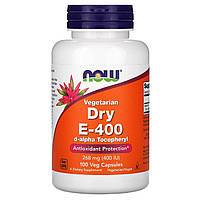 Витамин Е сухой Vegetarian Dry E-400 Now Foods 268 мг (400 МЕ) 100 вегетарианских капсул VA, код: 7701243