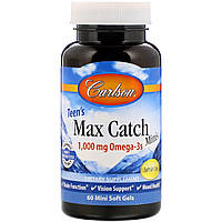 Рыбий жир для подростков Омега-3 500 мг Teen's Max Catch Minis Carlson 60 желатиновых мини ка VA, код: 7668695