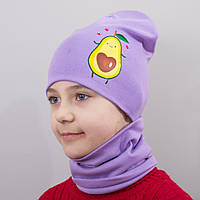 Детская шапка с хомутом КАНТА Авокадо размер 52-56 сиреневый (OC-825) VA, код: 6484714