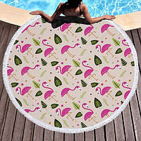 Пляжный коврик MAT Фламинго и листья Розовый (kj123289) DS, код: 1533183