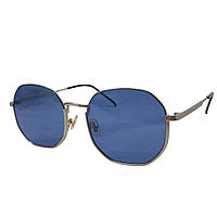 Солнцезащитные очки с круглыми синими линзами в серебристой металлической оправе