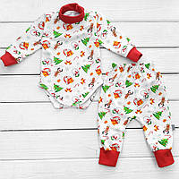 Боди и штаны для малышей от трех месяцев snowman с начесом Dexters 74 см белый красный (13129 PK, код: 8329190