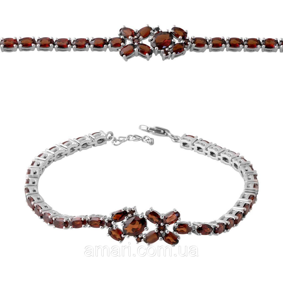 Срібний браслет Komilfo з натуральним гранатом 10.28ct, вага виробу 10,45 г (2064466) 1720 розмір