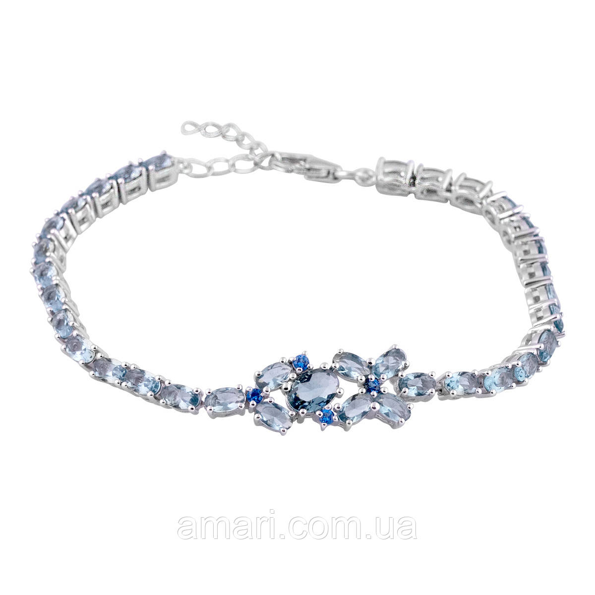 Срібний браслет Komilfo з топазом Лондон Блю 5.788ct, вага виробу 9,56 г (2064480) 1720 розмір, фото 1