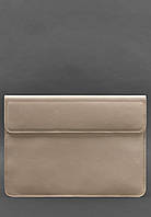 Кожаный чехол-конверт на магнитах для MacBook 16 дюйм Светло-бежевый BlankNote VA, код: 8131909