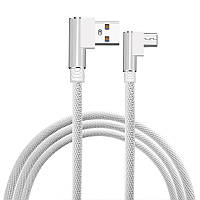 Кабель c Г-образными разъёмами Nectronix Micro usb 2 м Белый (100913) PM, код: 7780871