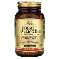 Фолиевая кислота Solgar Folate 1333 mcg DFE (Folic Acid 800 mcg) 250 Tabs PK, код: 7521068