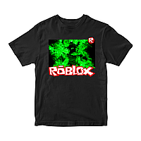 Футболка черная с принтом онлайн игры Roblox Персонаж в зеленом огне. Roblox. Роблокс Кавун 9 OS, код: 8379575