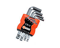 Набор шестигранных Г-образных ключей Polax с шаром 9 предметов, 1.5-10 мм, Cr-V (25-009) OS, код: 7583338