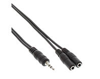 Перехідник аудіо InLine Jack 3.5mm 3pin 1x2 M F (Splitter) 2.00m Stereo-Stereo чорний (77.B9. PM, код: 7455655