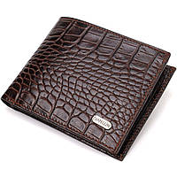 Мужской бумажник без застежки из натуральной кожи с тиснением под крокодила CANPELLINI 21763 PK, код: 8061794