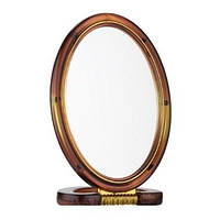 Зеркало настольное двухстороннее 12,2 х 8,3 см пластиковое коричневое Mirror 430-5 ST, код: 7794862