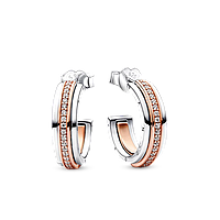 Серебряные серьги Pandora двухцветные с паве PK, код: 8301821