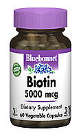 Биотин (B7) 5000мкг Bluebonnet Nutrition 60 гелевых капсул (BLB0447) ST, код: 1844484