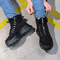 Ботинки женские зимние замшевые 324379 р.37 (23) Fashion Черный PM, код: 8195212