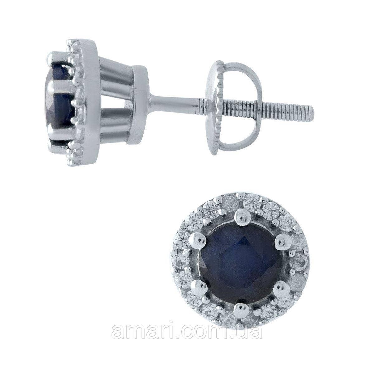 Срібні сережки Komilfo з натуральним сапфіром 1.629ct (1966709)