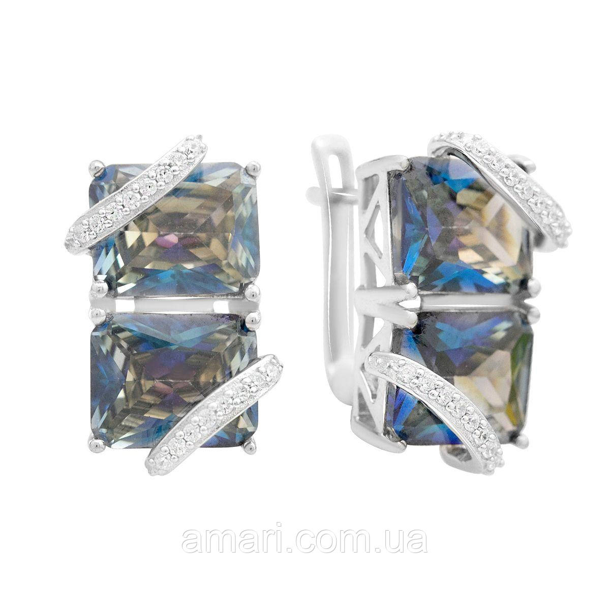 Срібні сережки Komilfo з містик топазом 21.949ct (2150787)
