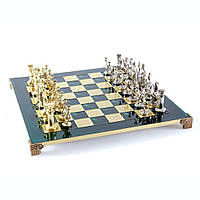 Шахматы Manopoulos Греко-римськие, латунь, деревянный футляр, цвет доски зеленый, размер 44х4 FT, код: 7287884