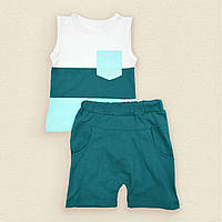 Комплект летний шорты Dexters майка для детей stripes 80 см белый ментол зеленый (13167436889 UM, код: 8330019